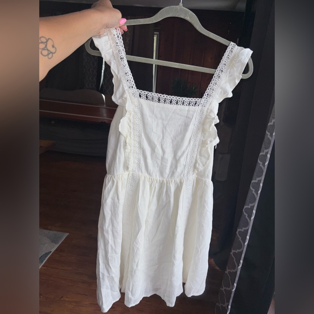 Altar'd State Cream Ruffled Lace Dress